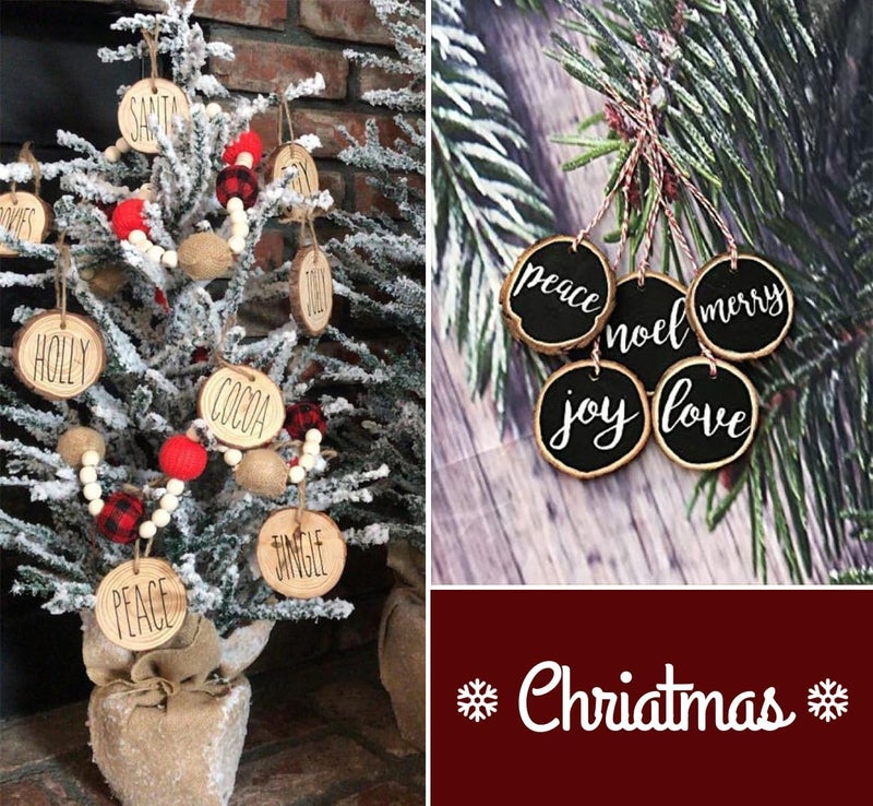 Timburst 30 Pcs Wooden Discs for Crafts，3.1''-3.5'' Wood Circles for Crafts, Wood Slices for Painting DIY Christmas Ornaments Party Wall Home Wedding Decor - Image 4